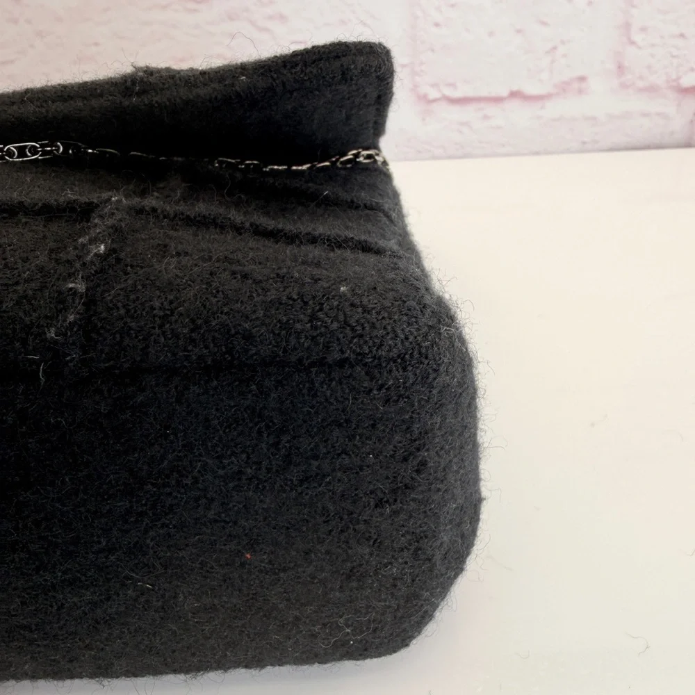 Chanel Wool Jumbo Chocolate Bar Mademoiselle Flap Black